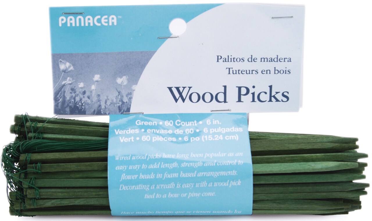 Panacea Wood Picks 6&#x22; 60/Pkg-Green
